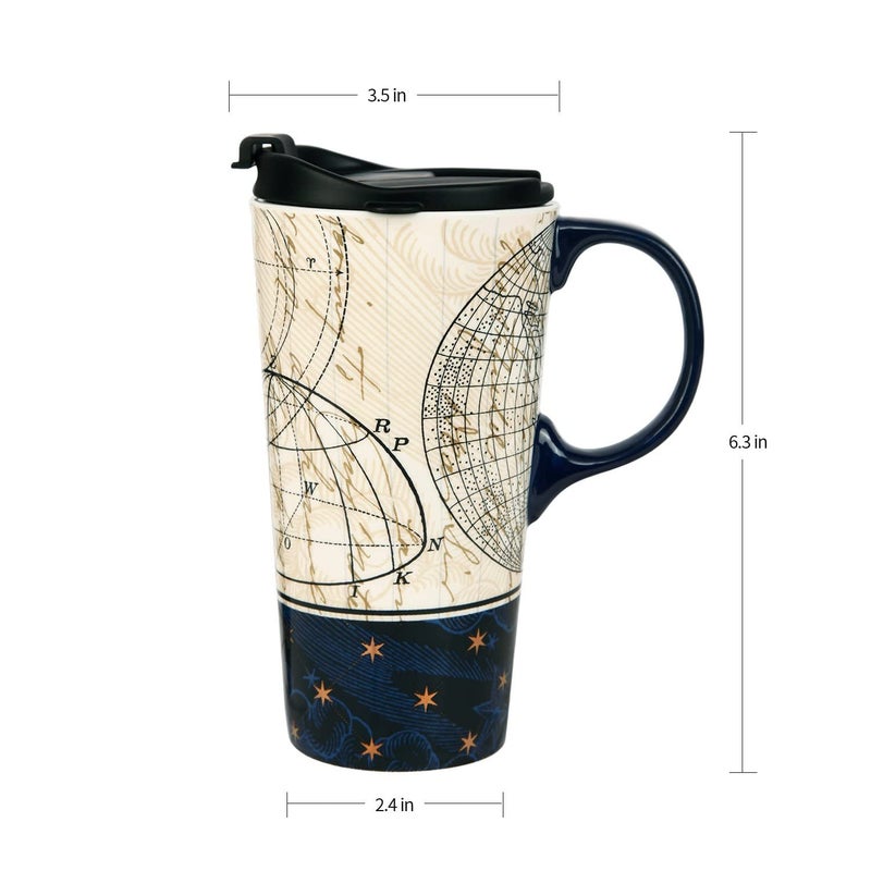Topadorn Ceramic Travel Mug and Coffee Cup 17 oz. with Handle and Color Box,Starstruck - Image 3